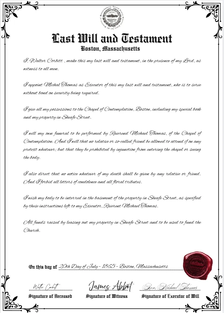 Last will and testament plain